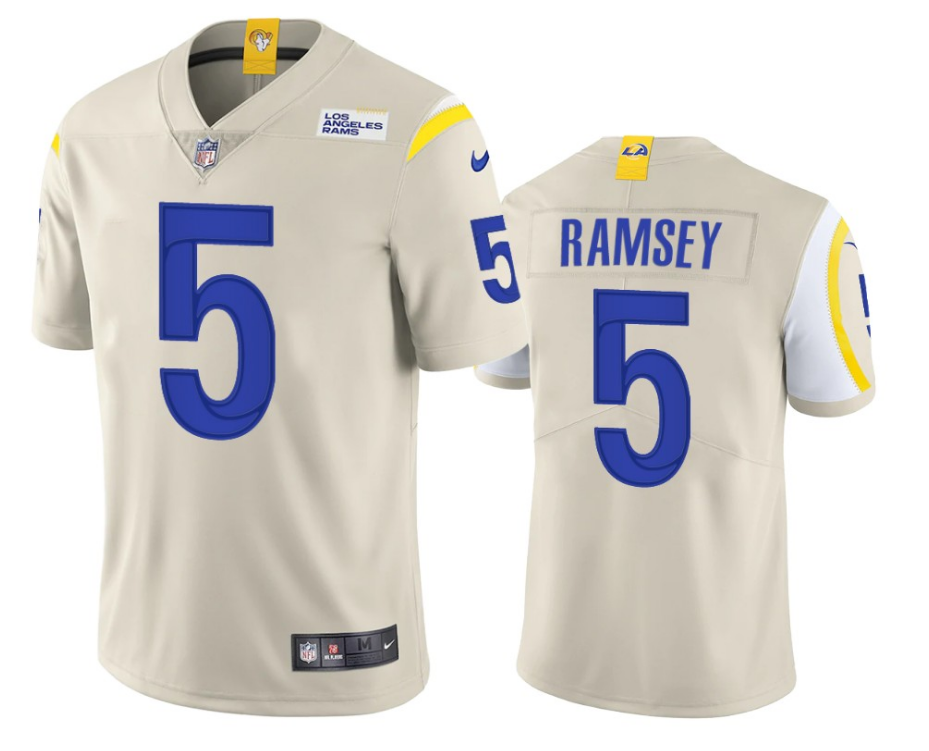 Men's Los Angeles Rams #5 Jalen Ramsey Bone Vapor Untouchable Limited Stitched Jersey Men's Los Angeles Rams #5 Jalen Ramsey Bone Vapor Untouchable Limited Stitched Jersey